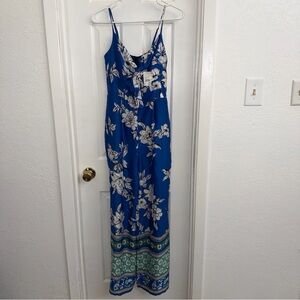 Cato Cape Town Blue Floral Jumpsuit Size Small Nwt